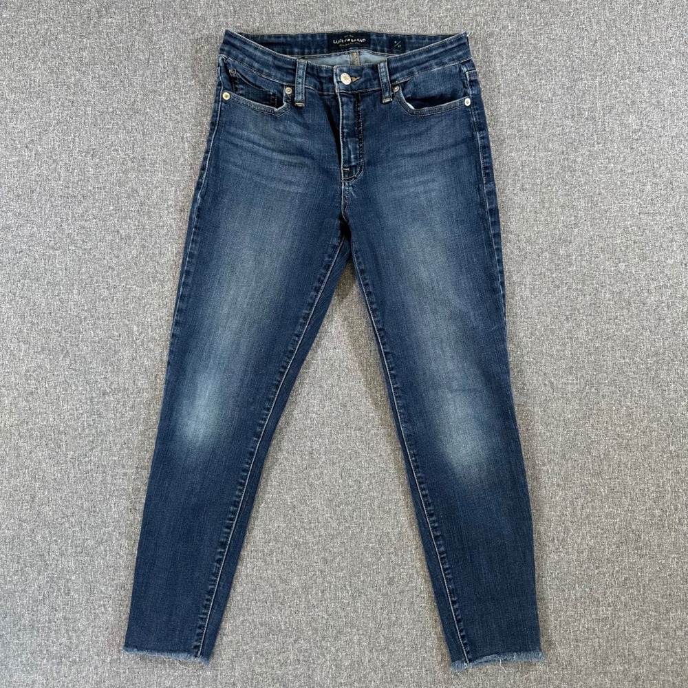 Lucky Brand Jeans Womens 4/27 Ava Skinny Blue Raw Hem Denim